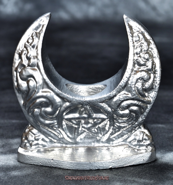 Hexenshop Dark Phoenix Pentagram crescent silver stick candle holder